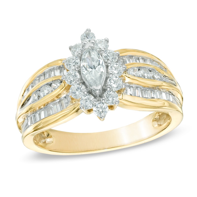 Main Image 1 of Previously Owned - 1 CT. T.W. Marquise Diamond Frame Engagement Ring in 10K Gold
