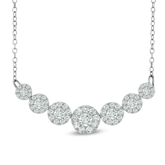 Previously Owned - 1 CT. T.w. Diamond Seven Stone Frame Necklace in 10K White Gold