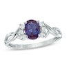 Thumbnail Image 1 of Previously Owned - Oval Lab-Created Alexandrite and 1/8 CT. T.W. Diamond Ring in 10K White Gold