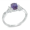 Thumbnail Image 2 of Previously Owned - Oval Lab-Created Alexandrite and 1/8 CT. T.W. Diamond Ring in 10K White Gold