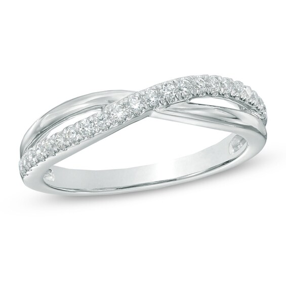 Previously Owned - 1/4 CT. T.w. Diamond Split Shank Wedding Band in 14K White Gold