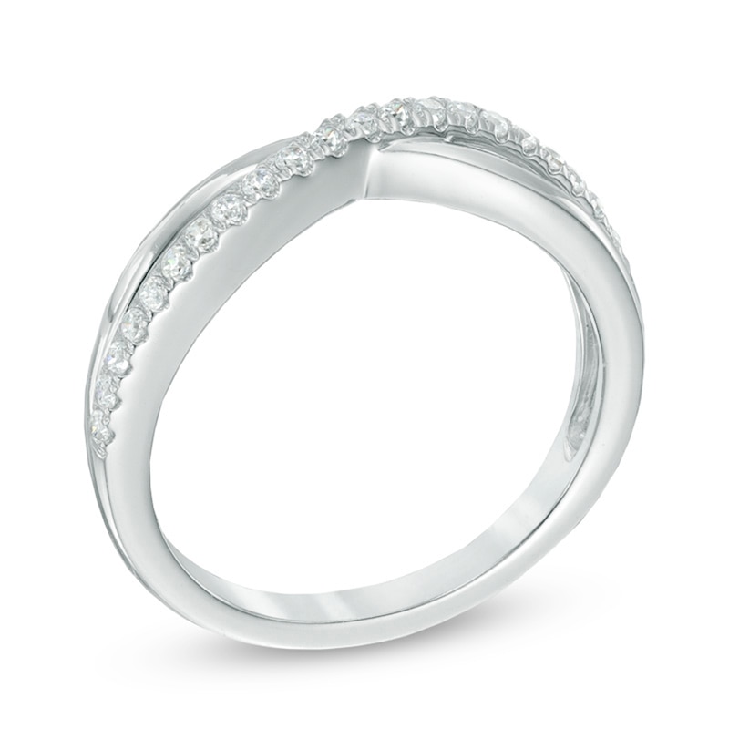 Main Image 2 of Previously Owned - 1/4 CT. T.W. Diamond Split Shank Wedding Band in 14K White Gold