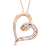 Thumbnail Image 1 of Previously Owned - 1/4 CT. T.W. Diamond Double Row Tilted Heart Pendant in 10K Rose Gold
