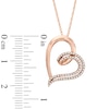 Thumbnail Image 2 of Previously Owned - 1/4 CT. T.W. Diamond Double Row Tilted Heart Pendant in 10K Rose Gold