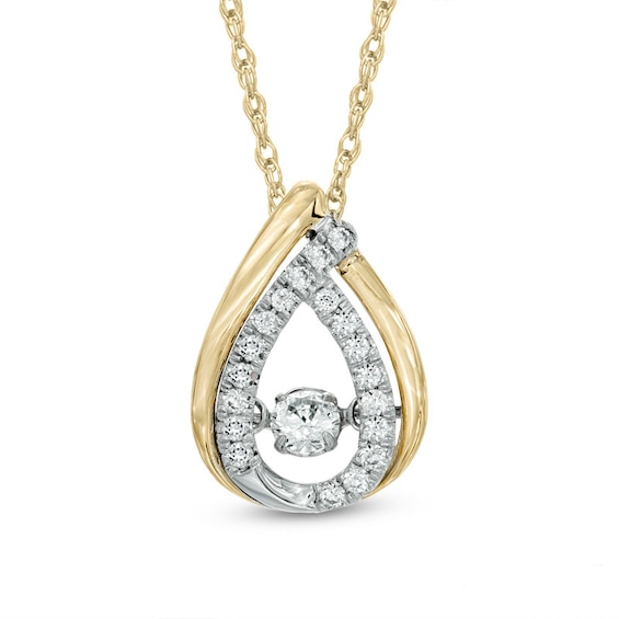 Previously Owned - 1/5 CT. T.w. Diamond Teardrop Pendant in 10K Two-Tone Gold