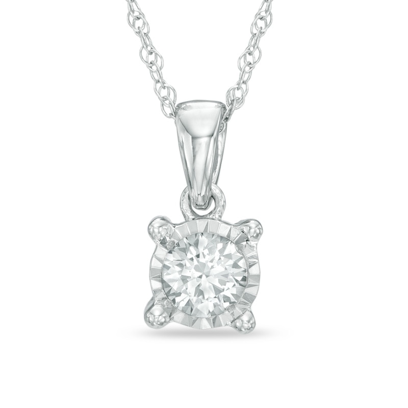 Main Image 1 of Previously Owned - 1/4 CT. Diamond Solitaire Pendant in 10K White Gold