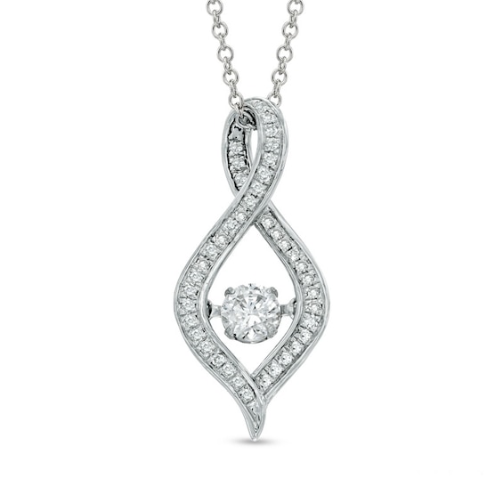 Previously Owned - 3/8 CT. T.w. Diamond Open Infinity Pendant in 10K White Gold