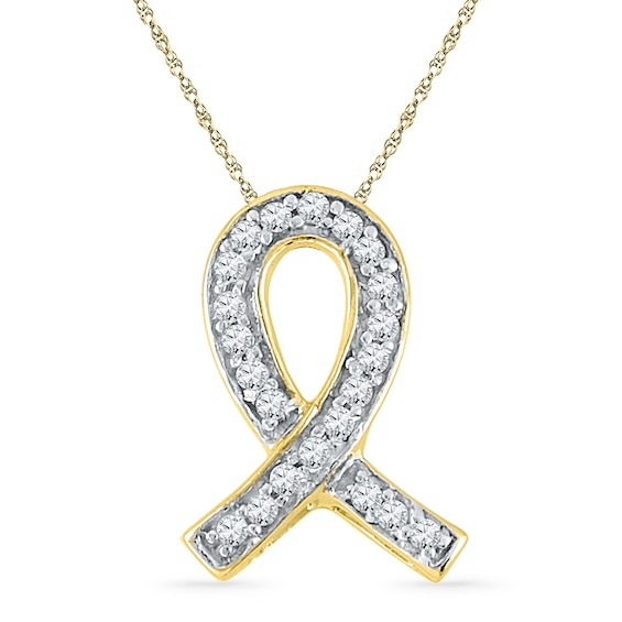 Previously Owned - Diamond Accent Awareness Ribbon Pendant in 10K Gold