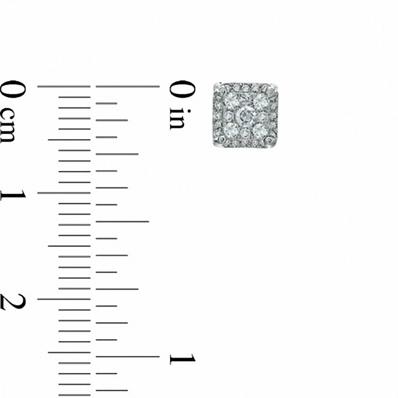 Main Image 2 of Previously Owned - 1/2 CT. T.W. Diamond Square Cluster Stud Earrings in 10K White Gold
