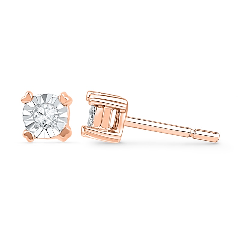 Main Image 1 of Previously Owned - 1/20 CT. T.W. Diamond Accent Solitaire Stud Earrings in 10K Rose Gold
