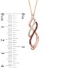 Thumbnail Image 2 of Previously Owned - 1/5 CT. T.W. Enhanced Cognac and White Diamond Infinity Waves Pendant in 10K Rose Gold
