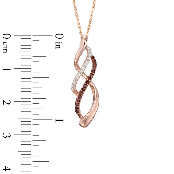 Previously Owned - 1/5 CT. T.w. Enhanced Cognac and White Diamond Infinity Waves Pendant in 10K Rose Gold