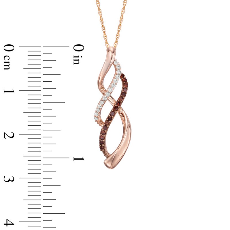 Main Image 2 of Previously Owned - 1/5 CT. T.W. Enhanced Cognac and White Diamond Infinity Waves Pendant in 10K Rose Gold