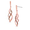 Thumbnail Image 1 of Previously Owned - 1/5 CT. T.W. Enhanced Cognac and White Diamond Infinity Waves Drop Earrings in 10K Rose Gold