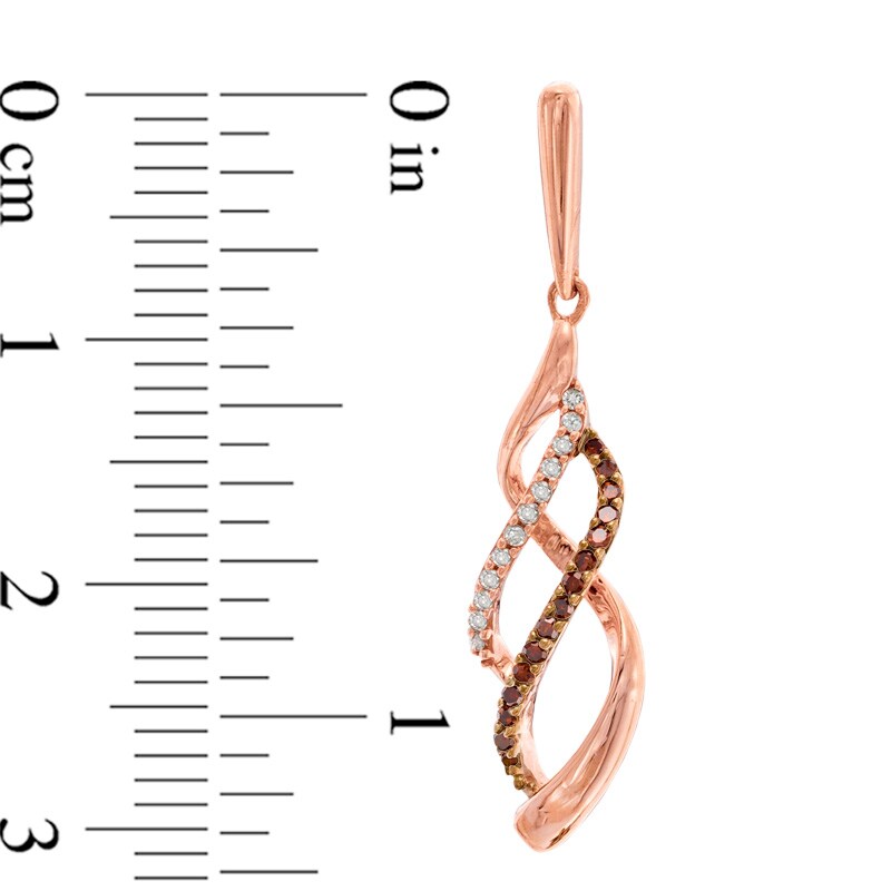 Main Image 2 of Previously Owned - 1/5 CT. T.W. Enhanced Cognac and White Diamond Infinity Waves Drop Earrings in 10K Rose Gold