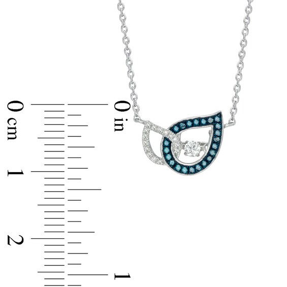 Previously Owned - 1/5 CT. T.w. Enhanced Blue and White Diamond Teardrops Necklace in 10K White Gold