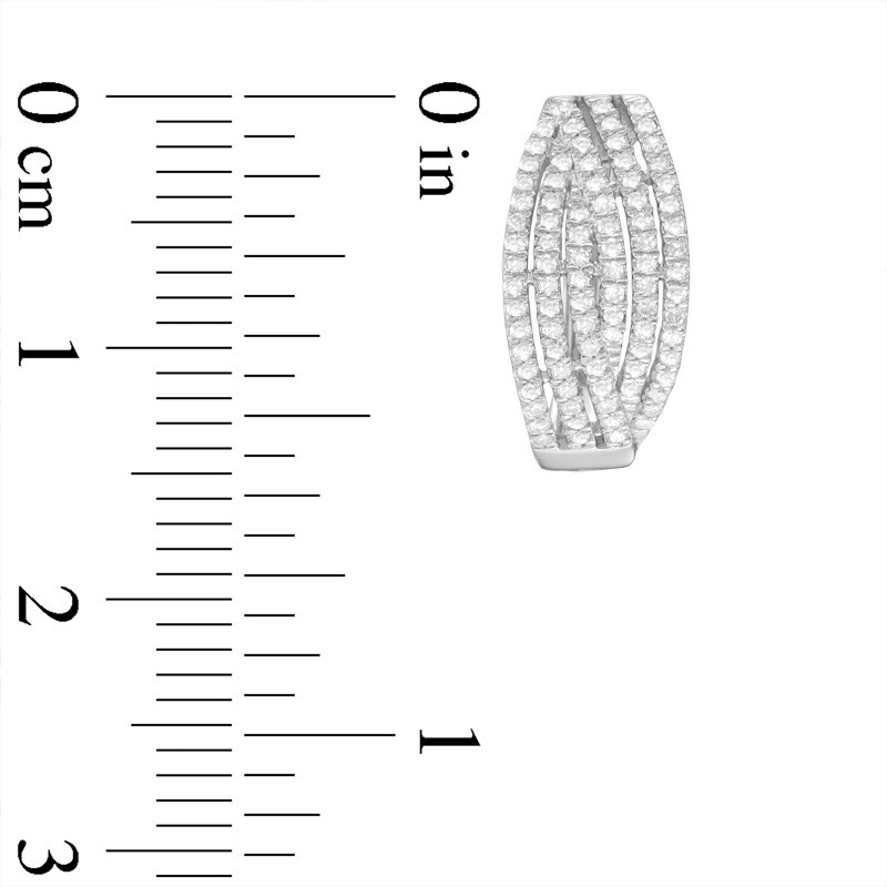 Main Image 2 of Previously Owned - 1/3 CT. T.W. Diamond Hoop Earrings in 10K White Gold