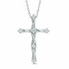 Thumbnail Image 1 of Previously Owned - 1/8 CT. T.W. Diamond Twisting Cross Pendant in 10K White Gold