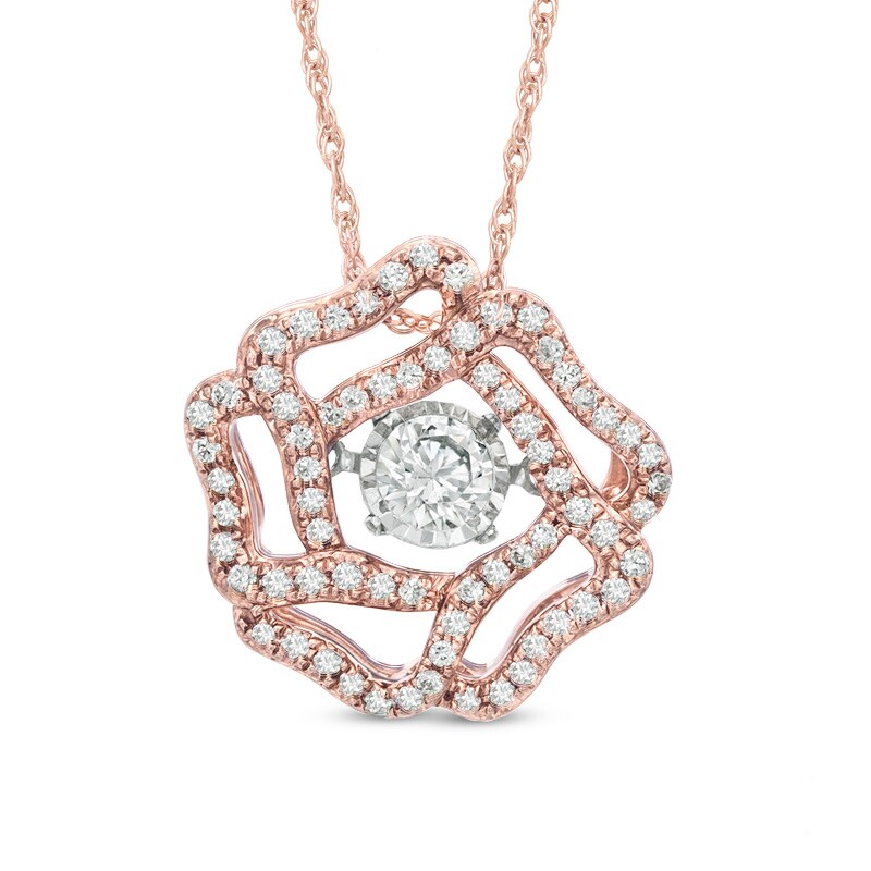 Previously Owned - 1/2 CT. T.W. Diamond Rose Pendant in 10K Rose Gold