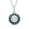 Thumbnail Image 1 of Previously Owned - 1/3 CT. T.W. Enhanced Blue and White Diamond Frame Pendant in 10K White Gold