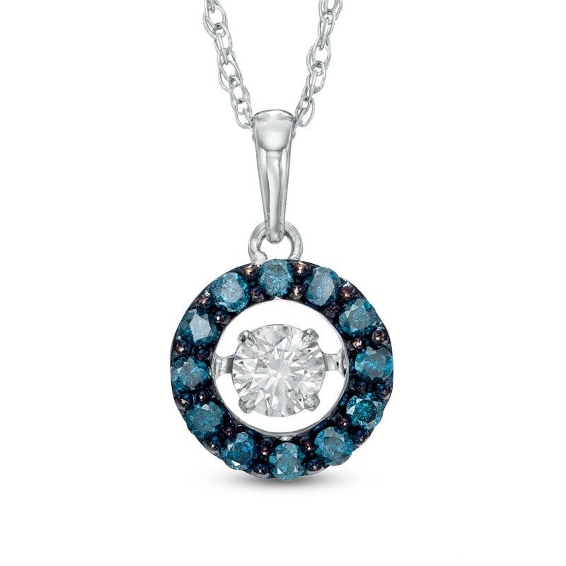 Main Image 1 of Previously Owned - 1/3 CT. T.W. Enhanced Blue and White Diamond Frame Pendant in 10K White Gold