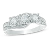 Thumbnail Image 1 of Previously Owned - 1/2 CT. T.W. Diamond Past Present Future® Double Row Ring in 10K White Gold