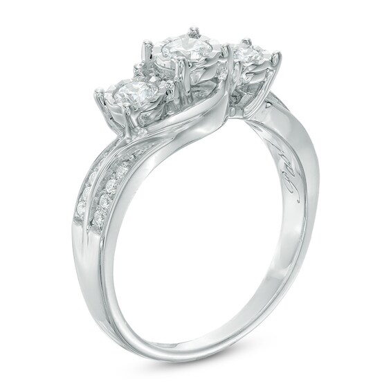 Previously Owned - 1/2 CT. T.w. Diamond Past Present FutureÂ® Double Row Ring in 10K White Gold