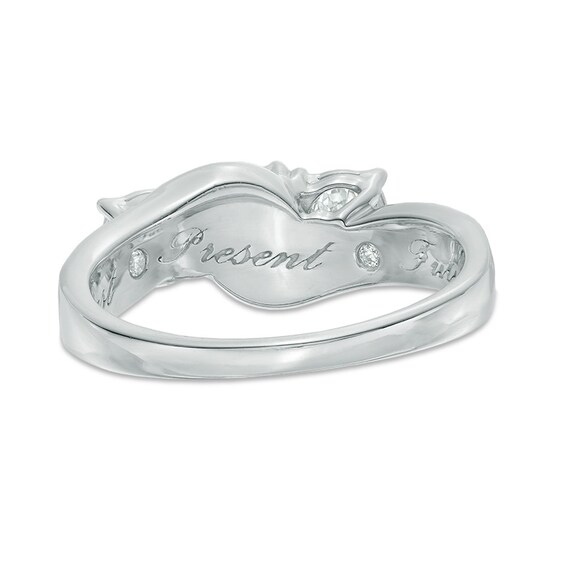 Previously Owned - 1/2 CT. T.w. Diamond Past Present FutureÂ® Double Row Ring in 10K White Gold