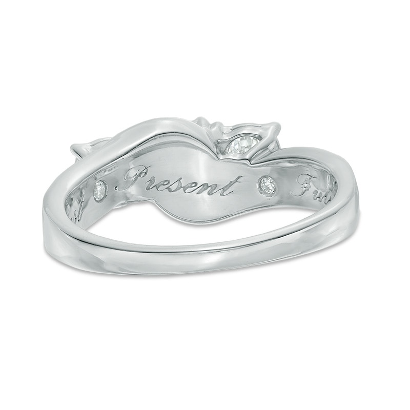 Main Image 3 of Previously Owned - 1/2 CT. T.W. Diamond Past Present Future® Double Row Ring in 10K White Gold