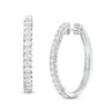 Previously Owned - 1 CT. T.W. Diamond Oval Hoop Earrings in 10K White Gold