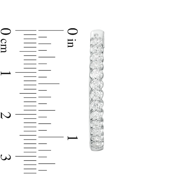 Previously Owned - 1 CT. T.w. Diamond Oval Hoop Earrings in 10K White Gold