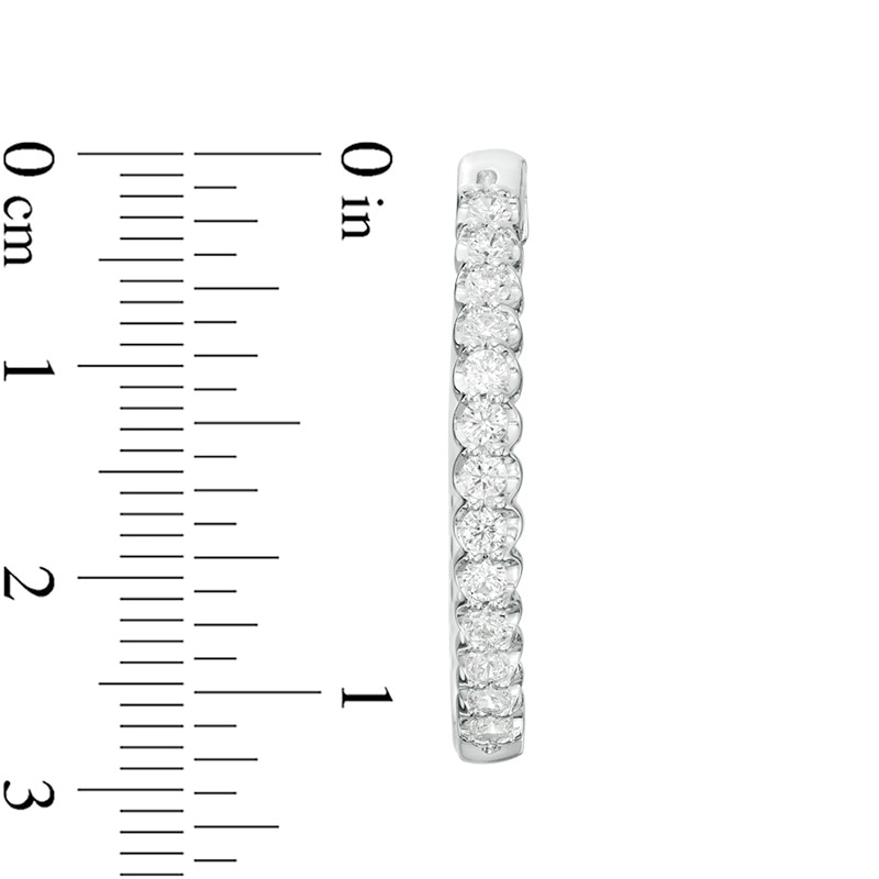 Main Image 2 of Previously Owned - 1 CT. T.W. Diamond Oval Hoop Earrings in 10K White Gold