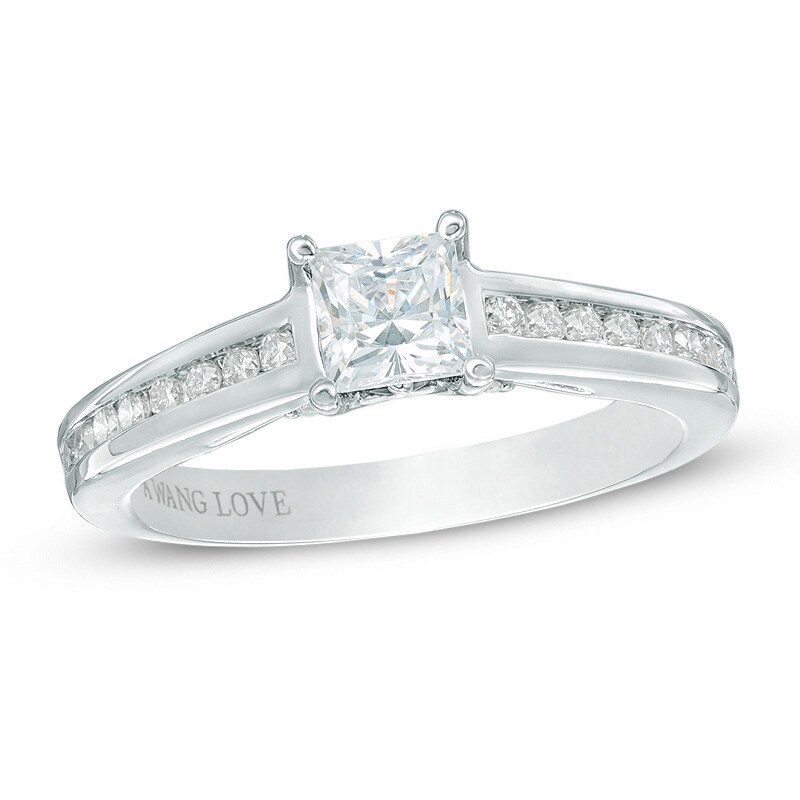 Main Image 1 of Previously Owned - Vera Wang Love Collection 3/4 CT. T.W. Princess-Cut Diamond Engagement Ring in 14K White Gold