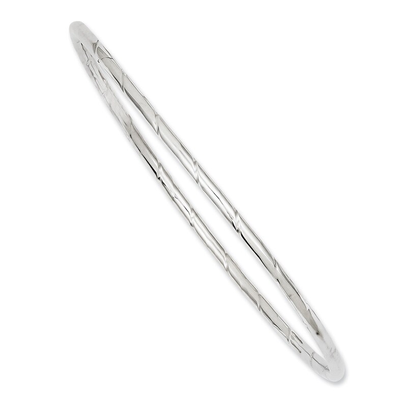 Main Image 1 of Previously Owned - Slanted Groove Slip-On Bangle in 14K White Gold - 8.5"