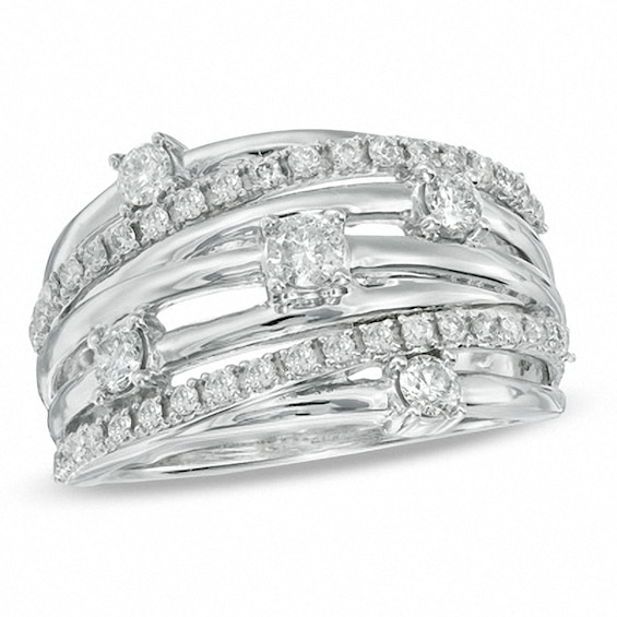 Previously Owned - 3/4 CT. T.w. Diamond Layered Orbit Ring in 10K White Gold