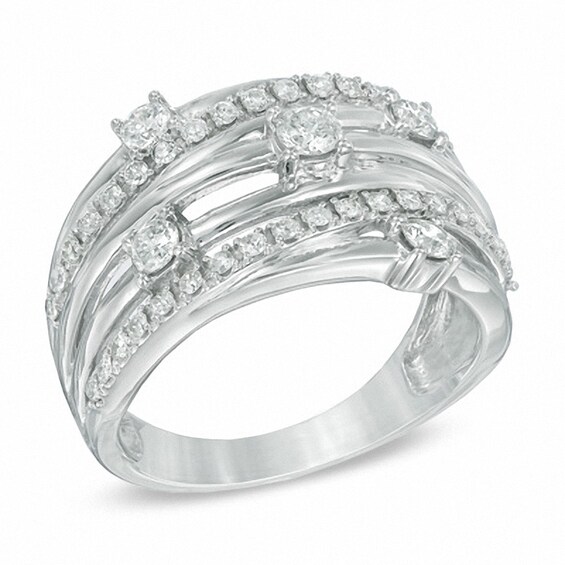 Previously Owned - 3/4 CT. T.w. Diamond Layered Orbit Ring in 10K White Gold