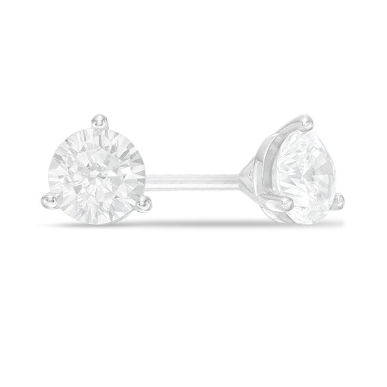 Previously Owned - 3/4 CT. T.w. Diamond Solitaire Earrings in 14K White Gold (I/I2)