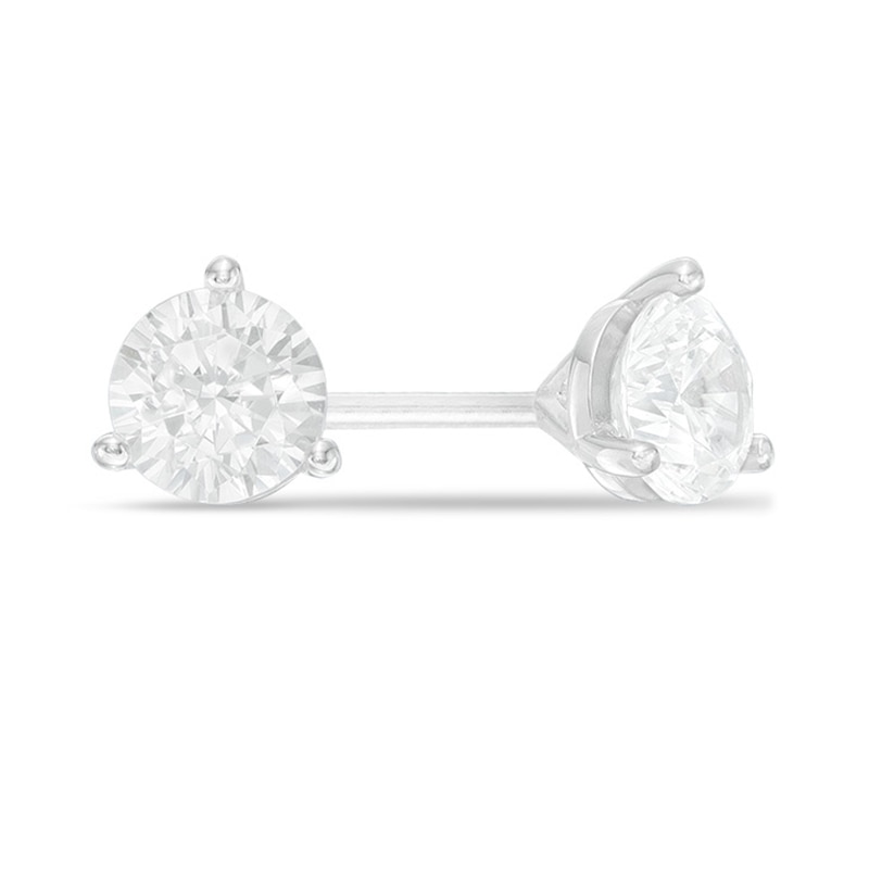 Main Image 1 of Previously Owned - 3/4 CT. T.W. Diamond Solitaire Earrings in 14K White Gold (I/I2)