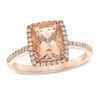 Thumbnail Image 1 of Previously Owned - Cushion-Cut Morganite and 1/6 CT. T.W. Diamond Frame Ring in 10K Rose Gold