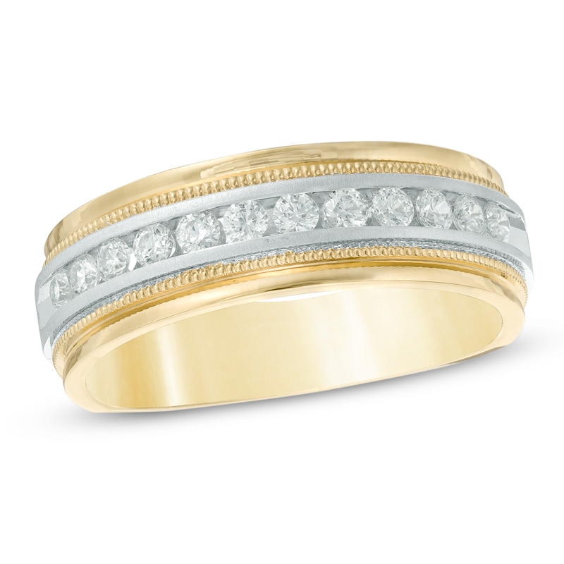 Main Image 1 of Previously Owned - 1/2 CT. T.W. Diamond Milgrain Anniversary Band in 14K Two-Tone Gold