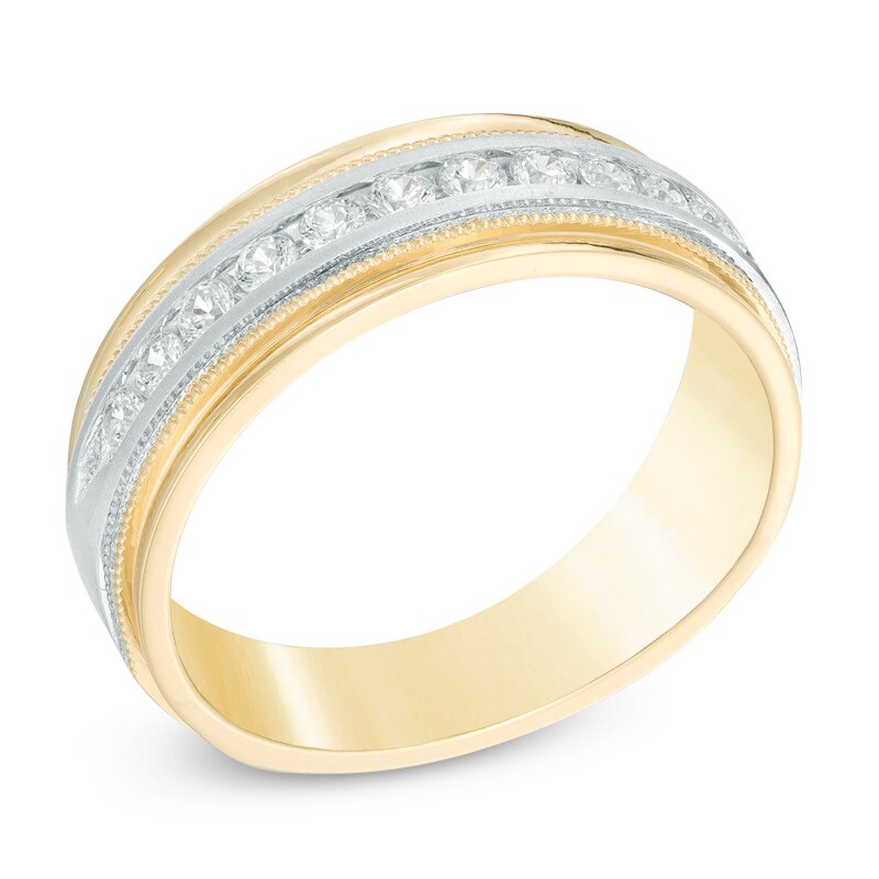 Main Image 2 of Previously Owned - 1/2 CT. T.W. Diamond Milgrain Anniversary Band in 14K Two-Tone Gold