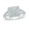 Thumbnail Image 1 of Previously Owned - 5/8 CT. T.W. Quad Princess-Cut Diamond Double Frame Ring in 10K White Gold