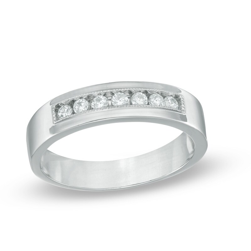 Main Image 1 of Previously Owned - 1/4 CT. T.W. Diamond Wedding Band in 10K White Gold