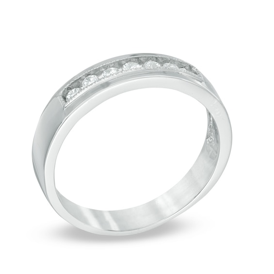 Previously Owned - Men's 1/4 CT. T.w. Diamond Wedding Band in 10K White Gold