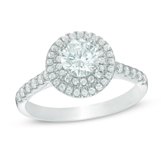 Previously Owned - 1-1/5 CT. T.w. Diamond Double Frame Engagement Ring in 14K White Gold
