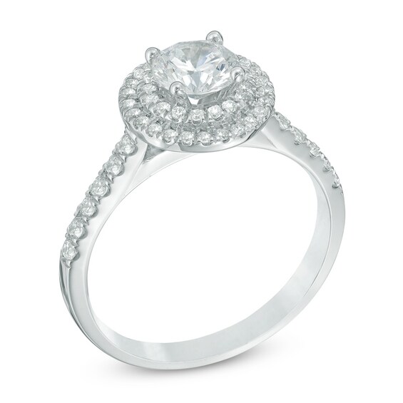 Previously Owned - 1-1/5 CT. T.w. Diamond Double Frame Engagement Ring in 14K White Gold