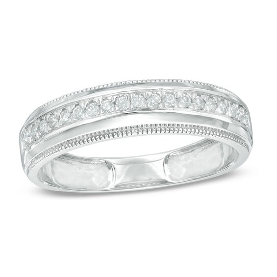 Previously Owned - 1/4 CT. T.w. Diamond Vintage-Style Wedding Band in 10K White Gold