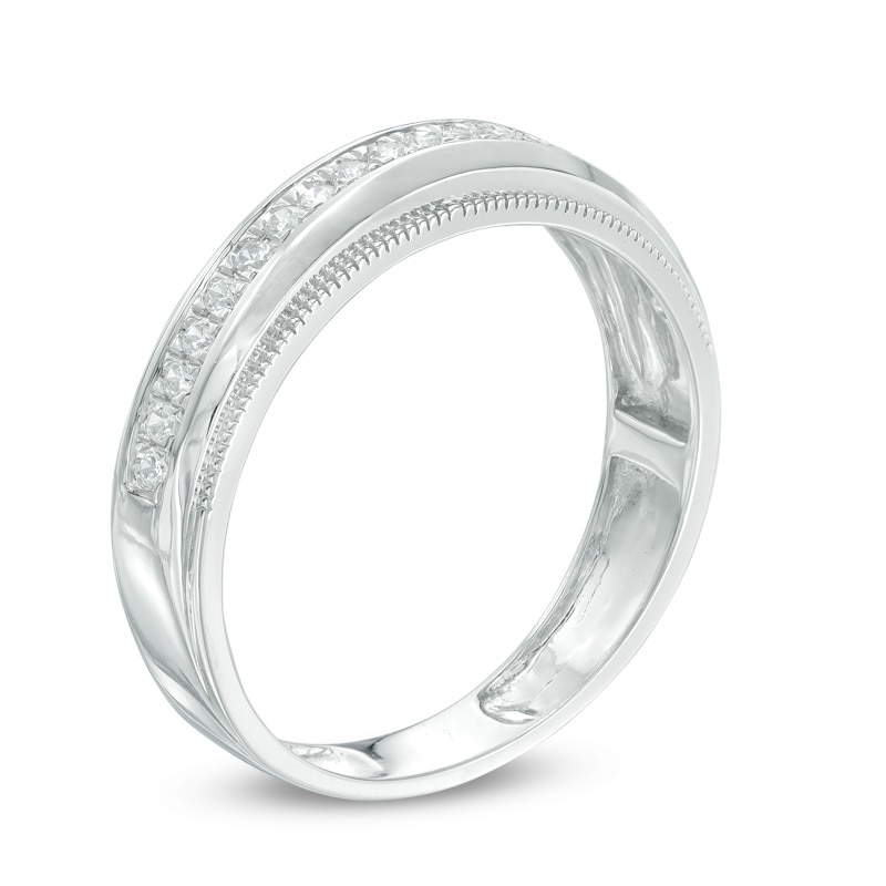 Main Image 2 of Previously Owned - 1/4 CT. T.W. Diamond Vintage-Style Wedding Band in 10K White Gold