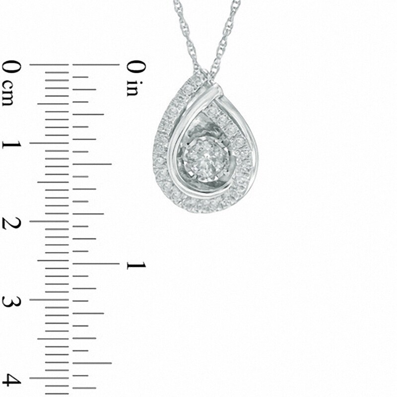 Main Image 2 of Previously Owned - 3/4 CT. T.W. Diamond Teardrop Overlay Pendant in 14K White Gold
