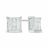 Previously Owned - 1 CT. T.W. Diamond Square Composite Stud Earrings in 10K White Gold